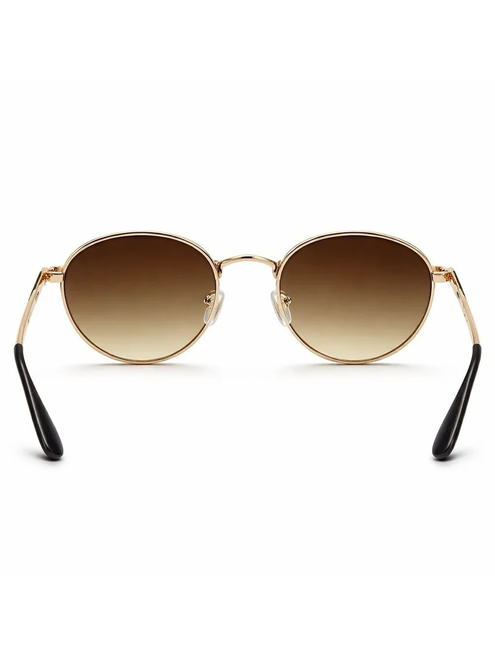 Retro Round Sunglasses Gold Metal Frame Brown Gradient UV400 Unisex New